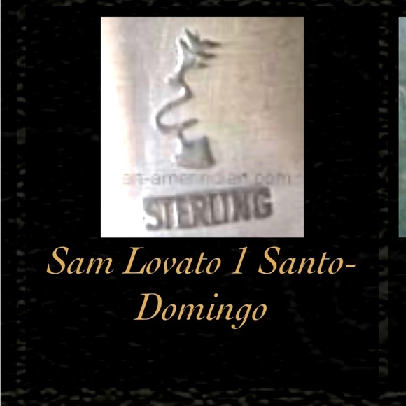 Signed - Sam Lovato, Old Pawn Sterling Silver Onyx clip back Earrings - Picture 8 of 11